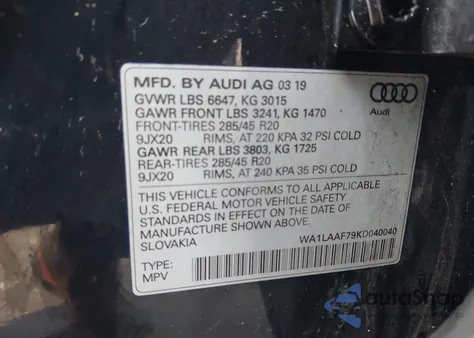 2019 Audi Q7 55 Premium z USA, uszkodzony, nr VIN WA1LAAF79KD040040
